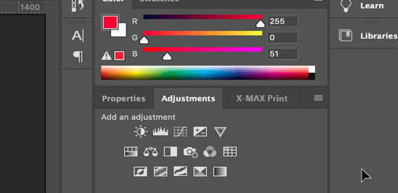Original X-MAX Print plug-in interface inside Adobe Creative Suite