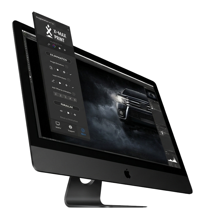 X-MAX Print plug-in interface displayed on a computer